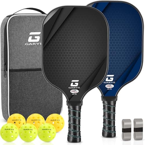 GARYE Pickleball Paddles Set of 2, USAPA Approved Carbon Fiber Pickleball Set, Lightweight Pickle Ball Rackets 2 Pack with 6 Balls, 1 Bag, Pair of Grip Tapes, Pickle Ball Paddle for Men and Women - Image 1