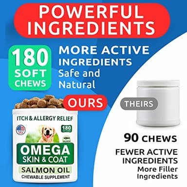 BARK&SPARK Omega 3 for Dogs - 180 Fish Oil Treats for Dog Shedding, Skin Allergy, Itch Relief, Hot Spots Treatment - Joint Health - Skin and Coat Supplement - EPA & DHA Fatty Acids - Alaskan Salmon - Image 4