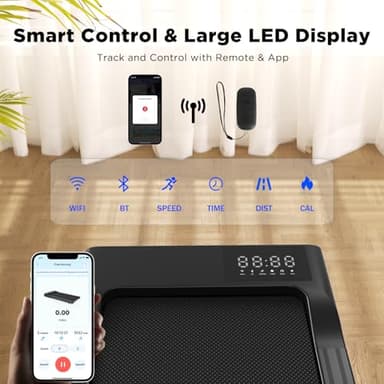 SupeRun Walking Pad, Under Desk Treadmill, 3 in 1 Portable Treadmill with Remote Control LED Display, 2.2 HP Quiet Walking Jogging Machine for Office Home Use, 300 Lbs Capacity - Image 5