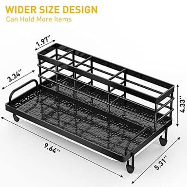 Cisily Large Kitchen Sink Caddy Organizer, Rustproof Non-Slip Soap Dish Dispenser Brush, Sponge Holder for Kitchen Sink, Kitchen Organization and Storage, Home Essentials Accessories（Black） - Image 2