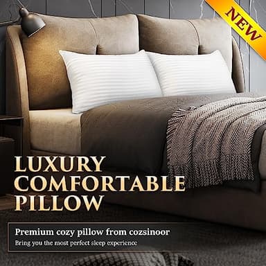 COZSINOOR Bed Pillows for Sleeping Queen Size - Hotel Quality Set of 2 - Breathable Down Alternative Microfiber Filled for Back, Stomach, Side Sleepers, Cooling & Skin-Friendly - Image 2