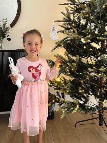 Disney Princess Ariel Dress Toddler Girls A-Line Long Sleeve Sparkle Double-Layered Tulle Winter Fall Clothes Birthday Party Outfit 4-5T - Image 4