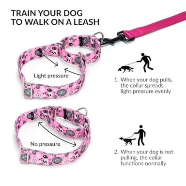 haoyueer Martingale Dog Collars - Flower Multicolor Cute Patterns, Adjustable Nylon Training Dog Collar Suitable for Boy and Girl Dogs Medium Large Dogs (20, L) - Image 3