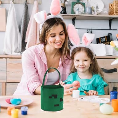 Easter Basket with Handles for Kids, Happy Easter Gift for Easter Egg Hunts Decorations Candy Gifts Storage (World red) - Image 5