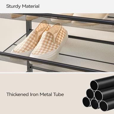 Nunsino Shoe Rack, Long Shoe Organizer,Max Holds 50 Pairs,8 Tier Metal Shoe Storage Shelf,4-Tier Stackable Shoes Organizer for Garage, Entryway, Black - Image 6