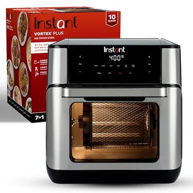 Instant Pot 10QT Air Fryer, 7-in-1 Functions with EvenCrisp Technology that Crisps, Broils, Bakes, Roasts, Dehydrates, Reheats & Rotisseries, Includes over 100 In-App Recipes, Stainless Steel - Image 1