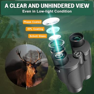 Aurosports 16x32 Compact Binoculars for Adults and Kids - High Powered Small Binoculars with Low Light Vision - Easy Focus Lightweight binos for Bird Watching Hunting Travel Hiking - Image 5