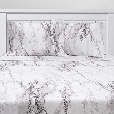 1500 Supreme Collection Extra Soft Marble Print 4-Piece Sheet Set- Luxury Bed Sheets Set with Deep Pocket Wrinkle Free Bedding, King Size - Image 4