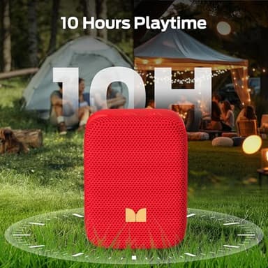 Monster Atomic Atom Wearable Bluetooth Speaker with Mics for Hands-Free Calls, IPX5 Waterproof, Compact and Portable Speaker for Workout, Cycling, Red - Image 7