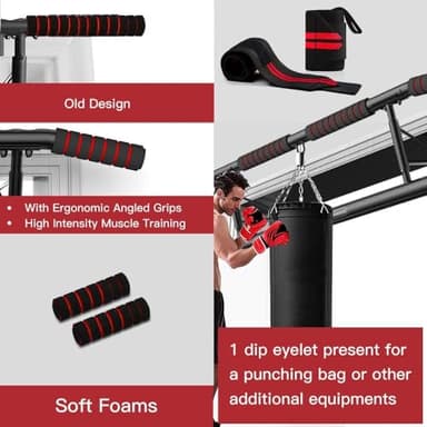 AmazeFan Pull Up Bar, Doorway Mount with Ergonomic Grip - Fitness Chin-Up Frame for Home Gym Exercise, 400 lbs Capacity, Alloy Steel, Foldable - Includes 2 Wrist Straps & Workout Guide - Image 2