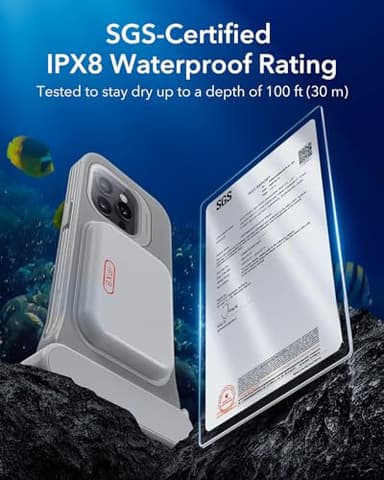 ESR Waterproof Phone Pouch for iPhone 13 Pro / 14 Pro / 15 Pro, Underwater Touch Sensitivity, IPX8 Floating Waterproof Cellphone Case with Lanyard, Dry Bag for Snorkeling, Titanium - Image 7