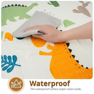 Foldable Baby Play Mat, PIGLOG Waterproof Playmats for Babies and Toddlers Kids, Safe Foam Playmat for Tummy Time, 50x50 Playpen Mat, Reversible Portable Baby Floor Mat for Infant, Toddler, Dinosaur - Image 7