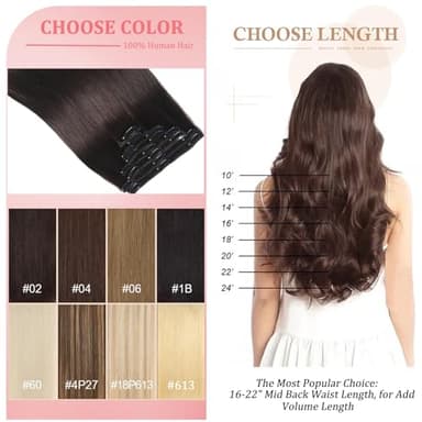 Clip in Hair Extensions Real Human Hair Clip in Extensions for Women Seamless Balayage Natural Black to Chestnut Brown Straight Remy 100% Human Clips ins Extension 8pcs Double Weft 16 inch 3.2oz/90g - Image 8