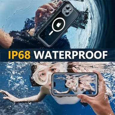 Red2Fire for iPhone 14 Case Waterproof, [Built-in Screen Protector & Camera Protector][Compatible with MagSafe][Full Body Shockproof][IP68 Waterproof][Dustproof] Phone Case 6.1" Black/Clear - Image 2