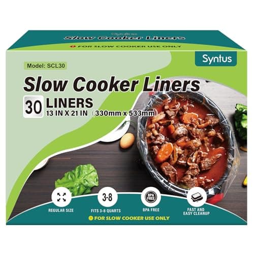 Syntus Slow Cooker Liners, 30 Count Cooking Bags Large Size Disposable Pot Liners Plastic Bags, Fit 3QT to 8QT for Slow Cooker Cooking Trays, 13"x 21", 30 Liners - Image 1