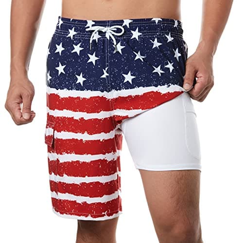 BRISIRA Mens Swim Trunks Bathing Suit 9 Inch Inseam Compression Liner Beach Long Board Shorts Swimsuit Anti-Chafe Quick Dry - Image 1