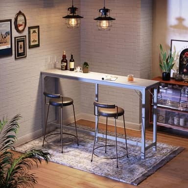 ODK 71 Inch Bar Table, Bar Height Pub Table, Counter Height Bar Table, Rectangular High Top Kitchen & Dining Counter Tables with Sturdy Legs & Easy-to-Clean Top, White - Image 4