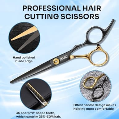 AULikY Hair Cutting Scissors Shears Kits, 15 Pcs Professional Stainless Steel Hairdressing Shears Set Thinning Scissors for Barber/Salon/Home/Men/Women/Kids/Adults - Image 2