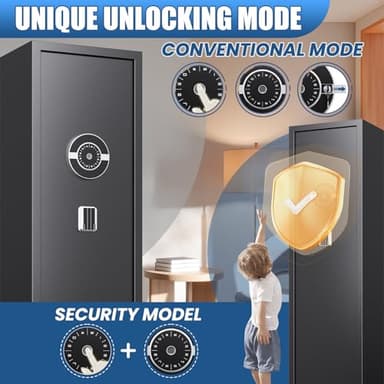 8-12 Gun Safe,Gun Safe for Rifles and Pistols,No Assembly Required,Biometric Fingerprint Large Rifle Safes for Home,Alarm System,Adjustable Rack,Silent Mode - Image 4