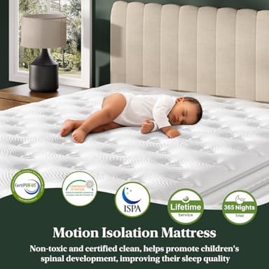 King Mattress, 14-Inch Luxury Hybrid Mattress, Fiberglass-Free Mattress in a Box with Gel-infused Memory Foam, Individual Pocket Spring for Motion Isolation-Edge Support,CertiPUR-US,10-Year Warranty - Image 4