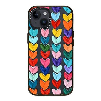 CASETiFY Impact iPhone 14 Case [4X Military Grade Drop Tested / 8.2ft Drop Protection] - Polka Daub Hearts - Glossy Black - Image 4