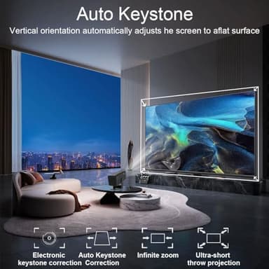 【Built-in App】Polaring Mini Projector, Smart 4K Projector with WiFi and bluetooth 1080P Support, Auto Keystone Correction,90° Rotating Adjustment,Compatible with phone, TV Stick , HDMI, USB(black) - Image 5