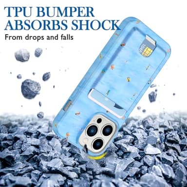 Petocase for iPhone 13 Pro Wallet Case Card Holder Slot Slim Fit Flexible TPU Gel Rubber Soft Skin Silicone Protective Phone Case Cover for Apple iPhone 13 Pro 6.1inch-Blue Ocean - Image 4