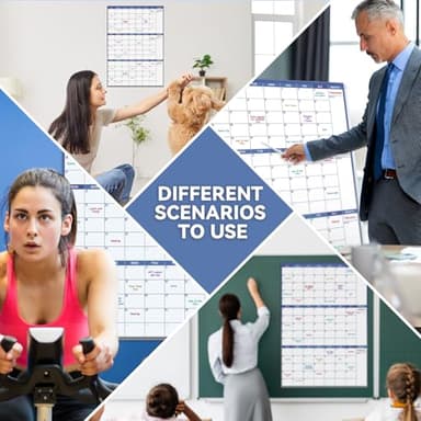Large Dry Erase Calendar for Wall - Undated Wall Calendar Dry Erase, 28" x 40" (Vertical), Erasable & Reusable Wall Calendar 3 Month with Round Stickers and Markers for Home, Office, Classroom and Gym Use, Blue - Image 6