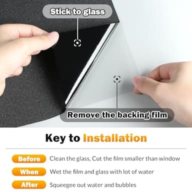 rabbitgoo Blackout Window Film, Sun Blocking Privacy Cover for Glass, Removable Opaque Room Darkening Dark Black Out Window Covers Tint Shades for Home Day Sleep Light Blocker 17.5 x 118.1 Inches - Image 5