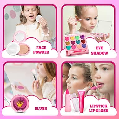 ULOVEME Kids Real Makeup Kit for Girls with Fluffy Purse - Real, Non Toxic, Washable Make Up Toy - Umicorn Toys Gift for 3 4 5 6 7 8 Years Old Girls Birthday (Pink Umicorn) - Image 6