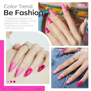 modelones Pink Gel Nail Polish Set 6 Colors, Hot Pink Tones Neon Pink White Gel Polish Magenta Light Soft to Dark 2025 All Seasons Halloween LED Nail Art for Nail Lovers Gift Salon DIY Starter Kit - Image 4