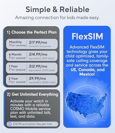 JrTrack 4 Kids Smart Watch by Cosmo | Phone Watch & GPS Tracker | Enhanced Parental Controls | Call, Text, Activity, School Lock | Spotify Music | SIM Card Included | SOS & Safety Alerts | (Black) - Image 5