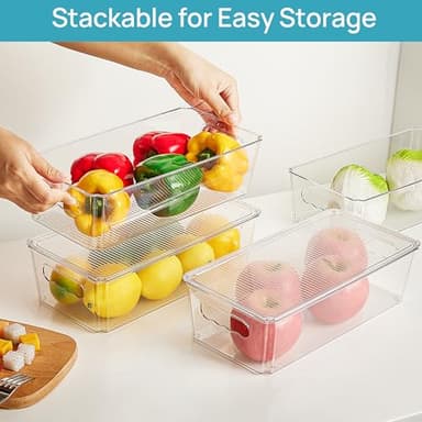 Vtopmart 8pcs Clear Organizers and Storage Bins with Lids, Stackable Plastic Storage Containers with Handles for Fridge, Freezer, Pantry, Cabinet, Kitchen Organization - Image 5