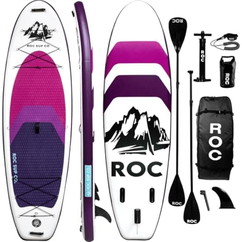 Roc Inflatable Stand Up Paddle Board 10' 6" with Premium SUP Paddle Board Accessories, Wide Stable Design, Non-Slip Comfort Deck for Youth & Adults (Violet) - Image 1