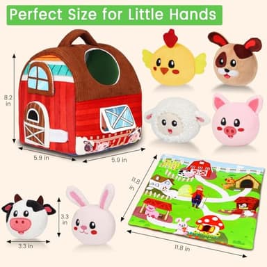 Baby Toys 6-12 Months - Soft Barn Toy with Stuffed Farm Animals, Rattle - Montessori Toys for Babies 6-12 Months Sensory Infant Toy for Toddlers 1-3 Year Old Boys Girls Baby Birthday Gifts - Image 2