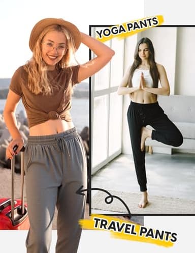 Mgput 4 Pack Women's Joggers Pants with Pockets-Women Lightweight Sweatpants for Running Yoga Athletic Casual Pants(TYP601-1XL/2XL Color 1) - Image 6