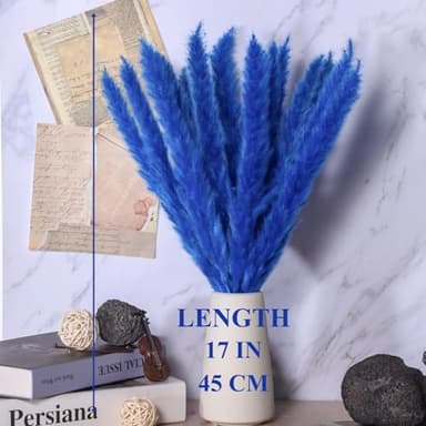 Colorful Pampas Grass Decor – White, Blue, and Purple Dried Arrangements for Weddings, Baby Showers, and Home Decor. 17” Centerpiece (No Vase). - Image 3