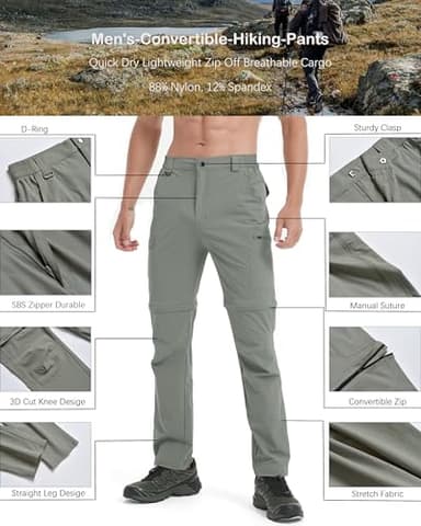 Men's Hiking Convertible Zip Off Pants Outdoor Waterproof Quick Dry Lightweight Fishing Safari Travel Cargo Work Pants Sage Green 32 - Image 4