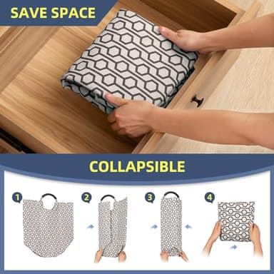 STORAGE MANIAC 2 Pack 115L Extra Large Laundry Basket Freestanding Laundry Hamper, Collapsible Laundrys Baskets Waterproof Laundry Bag with Padded Handles, Folding Tall Clothes Hamper, Hexagon - Image 4