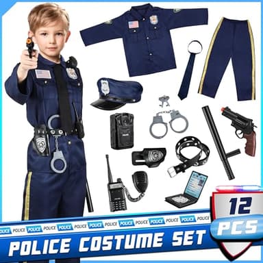 Joycover Police Officer Costume for Kids - Deluxe Police Costume for Kids with Accessories, Kids Halloween Costumes for Boys Girls, Cop Outfit Role Play Kit for Halloween Career Day-M - Image 2