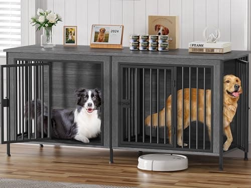 EasyCom Dog Crate Furniture for 1 or 2 Dogs, Heavy Duty Single/Double Dog Crates for Small/Medium/Large Dogs, Dog Kennel Furniture Indoor as TV Stand, Large Size 78.74" L(35-60 Pounds), Dark Grey - Image 1