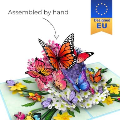 Hartensteler® Butterflies in Nature Pop Up Card - 3D Butterfly Card for Wife, Husband, Girlfriend, Mom, Dad, Mother, Father (Birthday Card, Get Well, Thank You, Anniversary) - Image 3