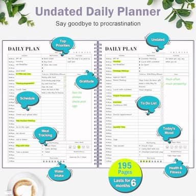 Planner Undated, Asten Daily Planner Agenda with To Do List, Hourly Planner for Women and Men, Spiral Appointment Book Planner Notebook with Elastic Closure, Day Planner for ADHD 8.5" x 11" (Purple) - Image 2