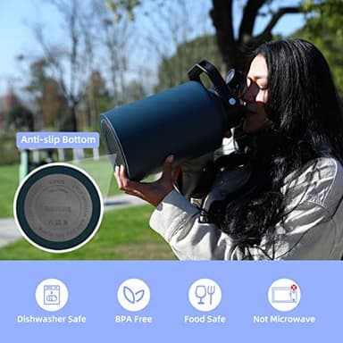 BJPKPK One Gallon(128 oz) Insulated Water Bottle, Dishwasher Safe Stainless Steel Thermo, BPA Free Jug with Ergonomic Handle & Anti-slip Bottom, Large Water Bottle, Navy Blue - Image 5