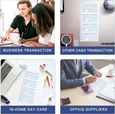 Zzrywuty Money and Rent Receipt Book with Cardboard Insert,2-Part Carbonless,5.3”x11.2” Spiral Bound,200 Sets per Book,4 Receipts per Page for Office Supplier,Rent and Cash Transaction - Image 4