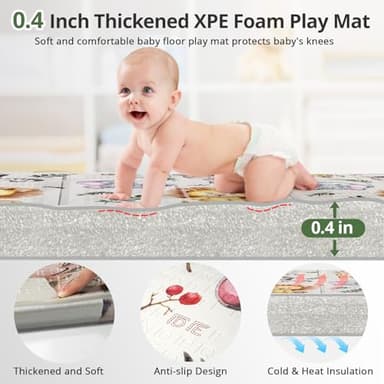 NOONKTY 79x71 Extra Large Baby Play Mat for Floor, Foldable Foam Playmat for Babies 0-12 Months & Kids, Non-Toxic Waterproof Baby Mat for Floor, Thick Playpen Mat for Tummy Time Crawling, Lion - Image 3