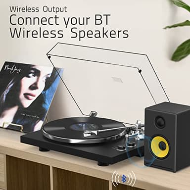 Record Player Turntable for Vinyl Record Wireless Output Aluminium Platter Belt-Drive LP Turn Table 2 Speed Phono RCA Line Out AT-3600L MM Cartridge Audio Sound USB Digital to PC Vinyl Recording Black - Image 6