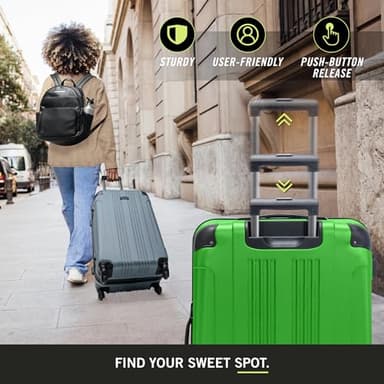 Kenneth Cole REACTION Out of Bounds Lightweight Hardshell 4-Wheel Spinner Luggage, Kelly Green, 28-Inch Checked - Image 3