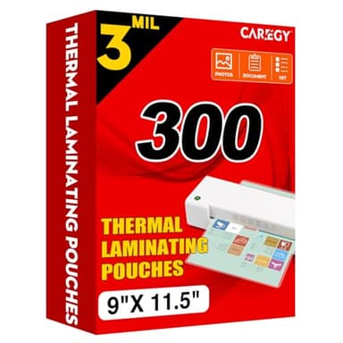 CAREGY Thermal Laminating Pouches, 300 Pack Laminating Sheets, 3 Mil, 9 x 11.5 Inches Lamination Sheet Paper for Laminator, Clear, Letter Size, Office and School Supplies - Image 1