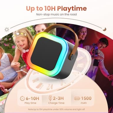 Mini Karaoke Machine for Kids Adults, Portable Bluetooth Speaker with 2 Wireless Karaoke Microphones,2025 TOP Birthday Gifts Toys for Boys 3,4, 5, 6, 7, 8+Years Old Toddler Karaoke Player(Black) - Image 6